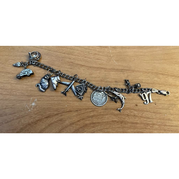 Unbranded Jewelry - Vintage Sterling Bracelet with 12 Charms 925 Travel Souvenir 26.47 gr
